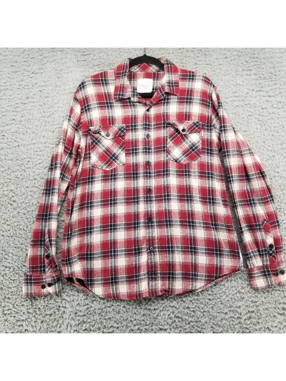 Trinity Top Womens Large Red Plaid 100% Cotton Flannel Button Down